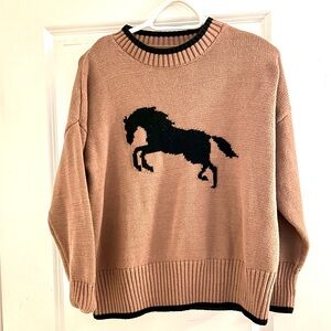Brown Horse Graphic Sweater